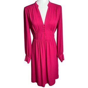 BCBG Maxazria Dress Fabiana Sangria Red Pink Shirtdress Feminine Retro Womens S